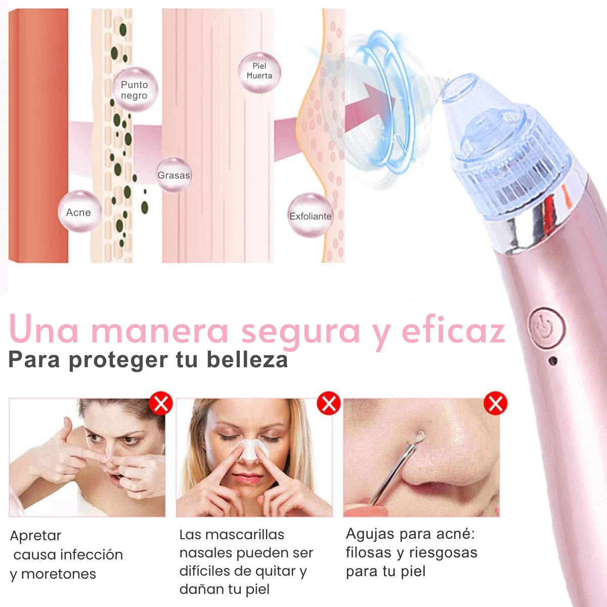 PureSkin™ - Succionador de Puntos Negros + 3 Cabezales de REGALO